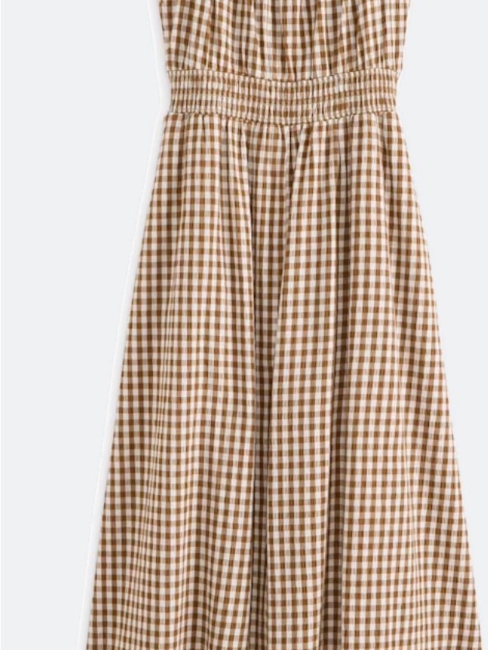 Market & Spruce Beige and White Gingham Maxi Dress